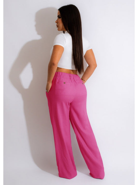 Pink Women Linen Pants